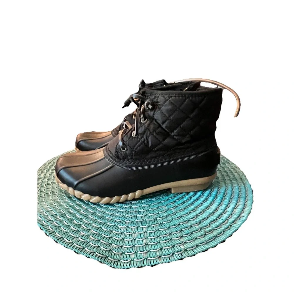 Nautica Dorsay Womens 7 Black Quilted Duck Boots Rain Snow Ankle Booties EUC - Picture 3 of 9